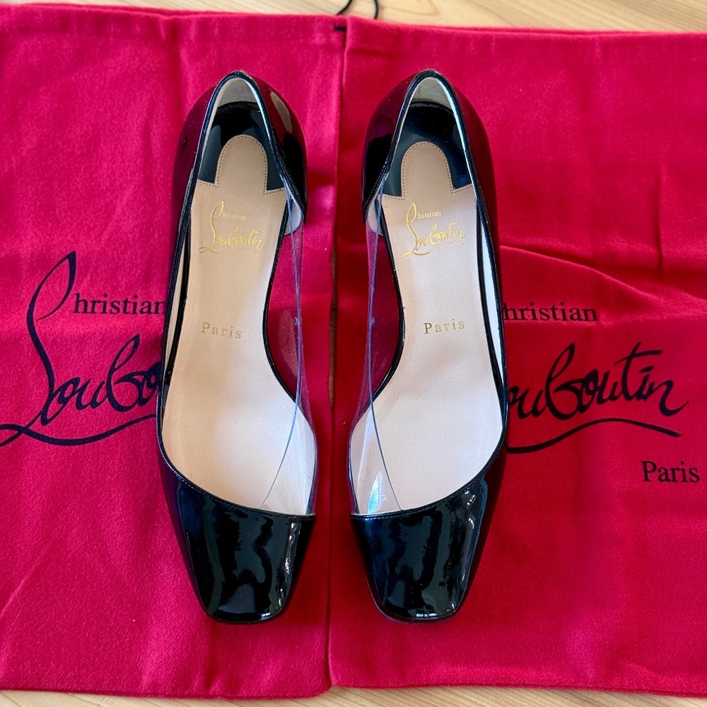Christian Louboutin Provisore 55 Black Patent PVC Pump | NEW IN BOX | Size 38.5